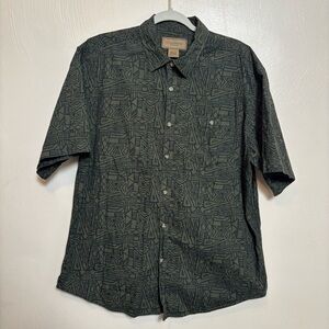 Clear Water Outfitters Mens Shirt Short Sleeve Button Green Cotton‎ Size Large